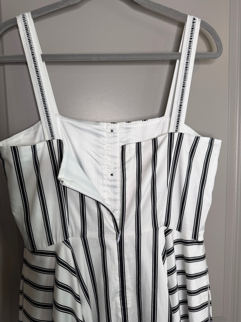 White House Black Market Black and White Striped Button Sundress - Picture 6 of 6